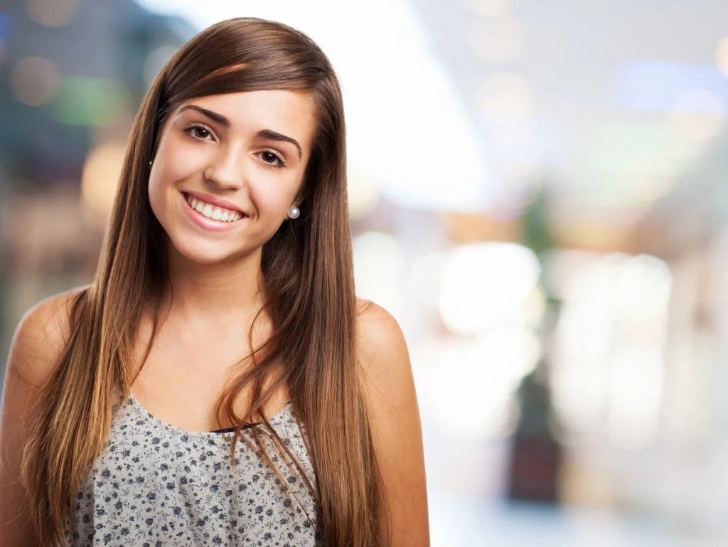 teenage girl smiling
